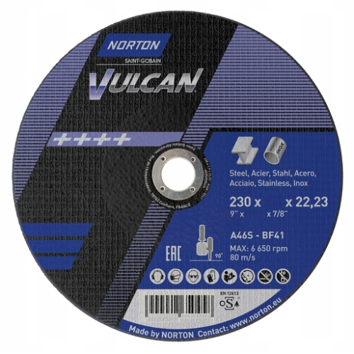 Tarcza do cięcia Norton Vulcan 230 x 1,9 x 22 - 66252925436 - Norton - 1