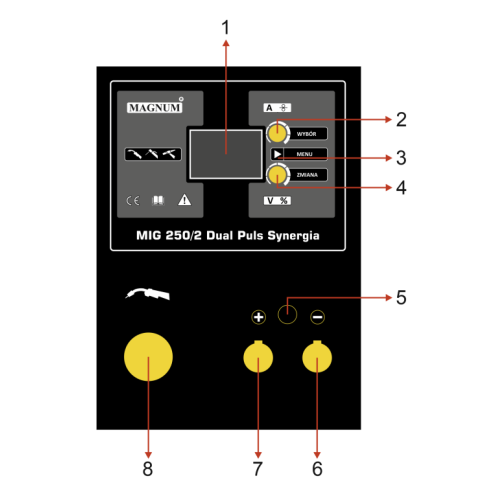 Spawarka Magnum MIG 250/2 Dual Puls Synergia - zestaw - U MI 250/2 AUTO DPS-G - Magnum - 10
