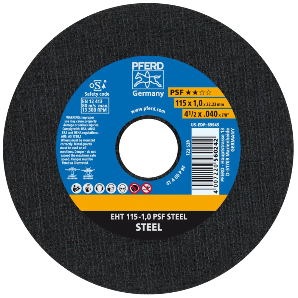 Tarcza do cięcia PFERD PSF Steel EHT 115 x 1,0 x 22 - 61730010 - PFERD - 2