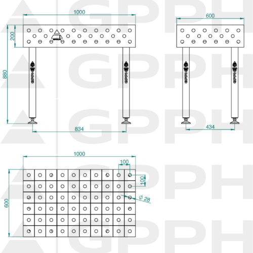 Stół spawalniczy GPPH ECO 1000x600x200 mm - TWT_ECO_100x60 - GPPH - 19 2