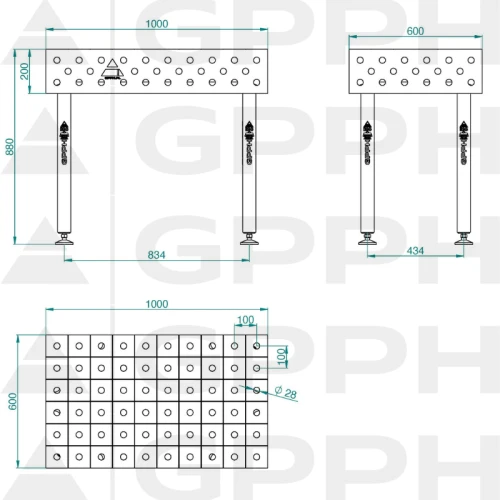 Stół spawalniczy GPPH ECO 1000x600x200 mm - TWT_ECO_100x60 - GPPH - 19 2