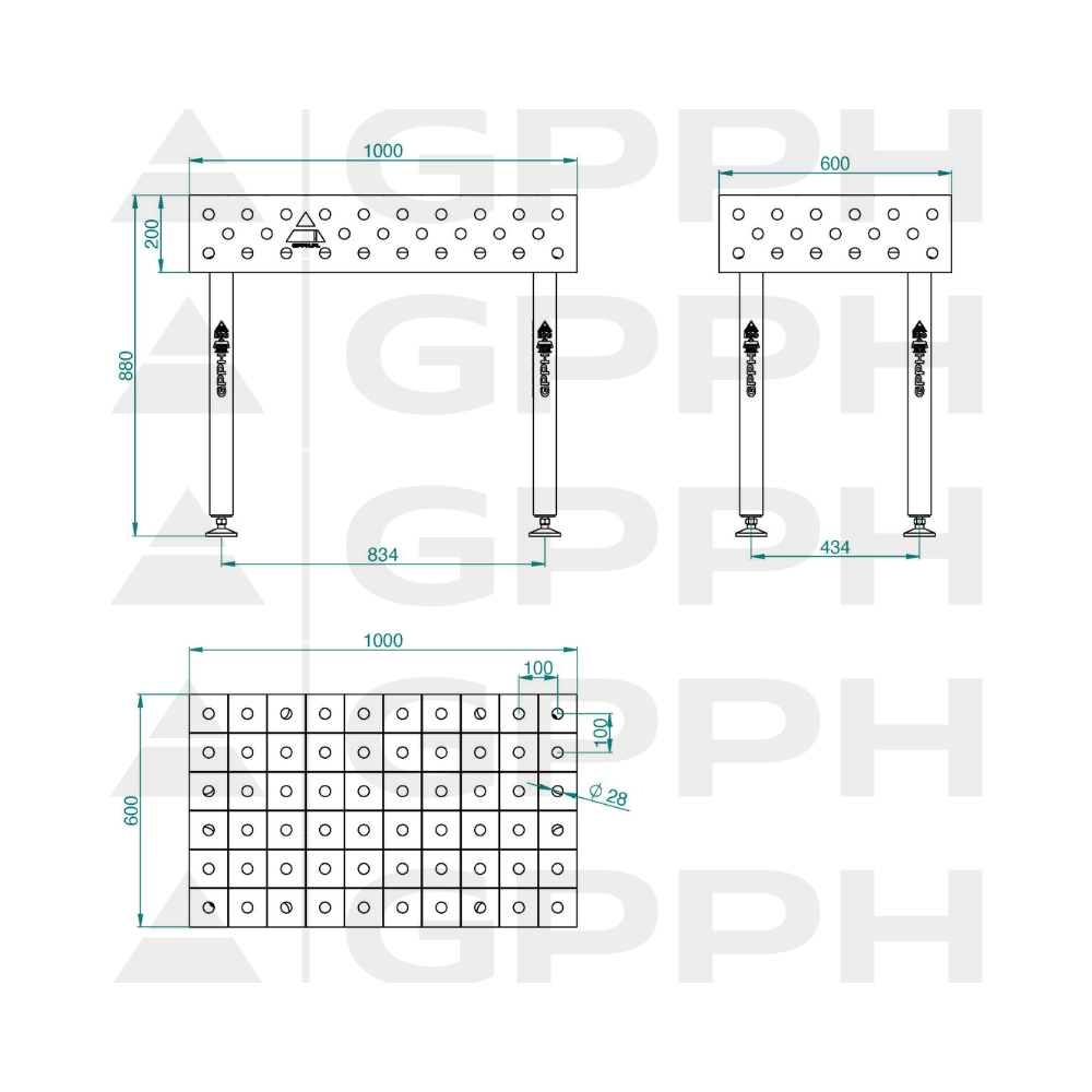 Stół spawalniczy GPPH ECO 1000x600x200 mm - TWT_ECO_100x60 - GPPH - 20