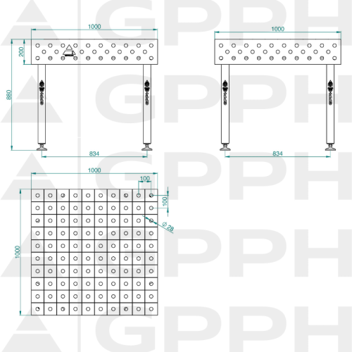 Stół spawalniczy GPPH ECO 1000x1000x200 mm - TWT_ECO_100x100 - GPPH - 1 2