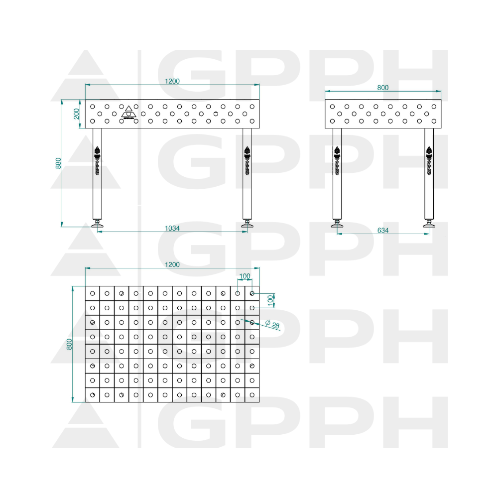 Stół spawalniczy GPPH ECO 1200x800x200 mm - TWT_ECO_120x80 - GPPH - 4