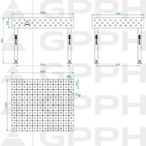 Stół spawalniczy GPPH ECO 1200x1000x200 mm - TWT_ECO_120x100 - GPPH - 1 2
