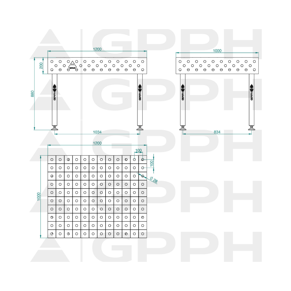 Stół spawalniczy GPPH ECO 1200x1000x200 mm - TWT_ECO_120x100 - GPPH - 2