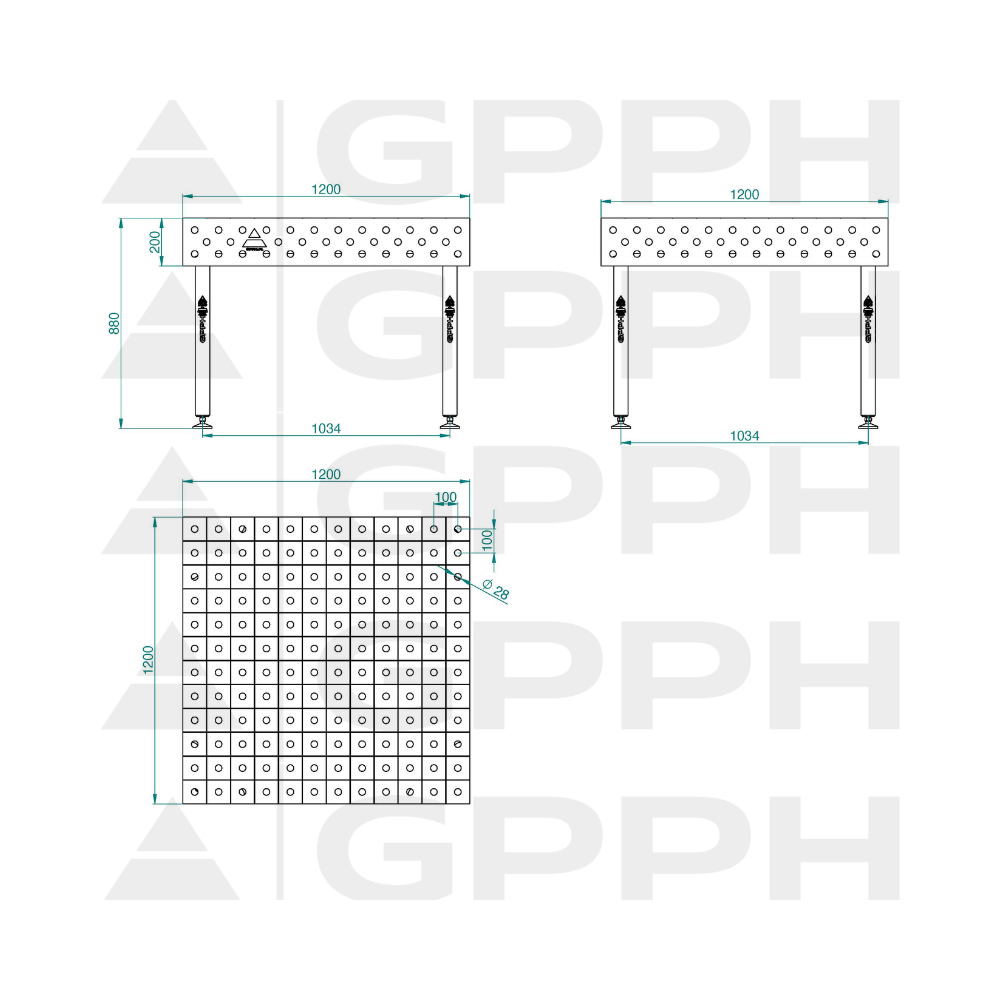 Stół spawalniczy GPPH ECO 1200x1200x200 mm - TWT_ECO_120x120 - GPPH - 2