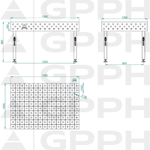 Stół spawalniczy GPPH ECO 1500x1000x200 mm - TWT_ECO_150x100 - GPPH - 1 2