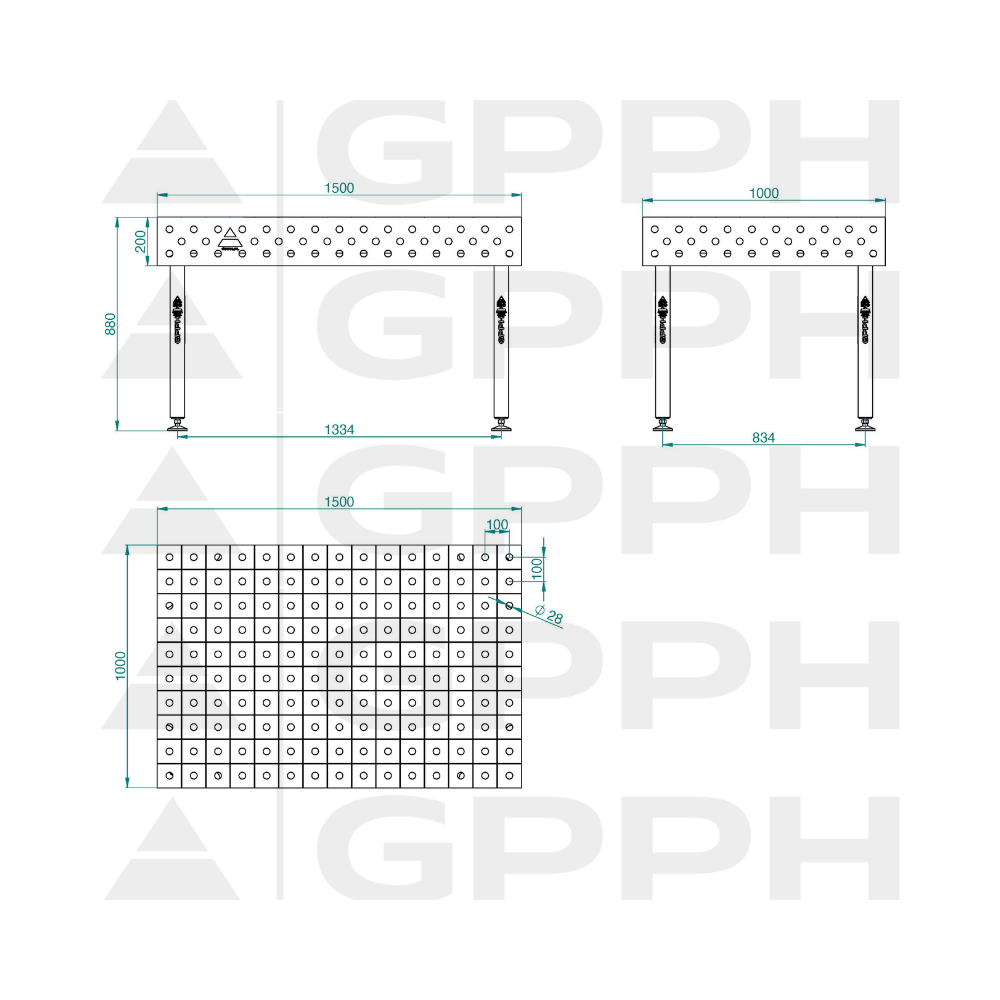 Stół spawalniczy GPPH ECO 1500x1000x200 mm - TWT_ECO_150x100 - GPPH - 2
