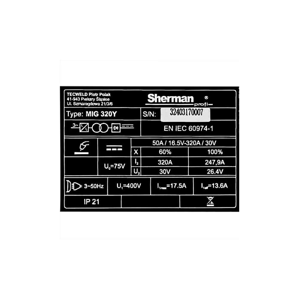 Spawarka Sherman MIG 320Y/4R - zestaw - SINW-MIG320Y-G - Sherman - 17
