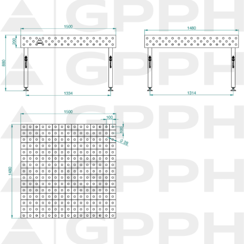 Stół spawalniczy GPPH ECO 1500x1480x200 mm - TWT_ECO_150x148 - GPPH - 1 2