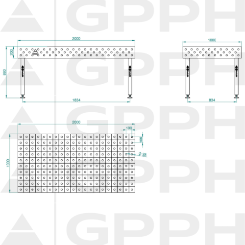Stół spawalniczy GPPH ECO 2000x1000x200 mm - TWT_ECO_200x100 - GPPH - 1 2