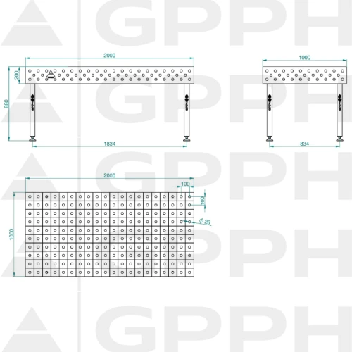 Stół spawalniczy GPPH ECO 2000x1000x200 mm - TWT_ECO_200x100 - GPPH - 1 2