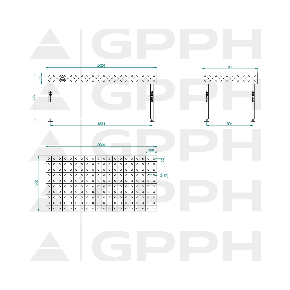 Stół spawalniczy GPPH ECO 2000x1000x200 mm - TWT_ECO_200x100 - GPPH - 2