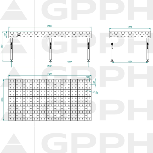 Stół spawalniczy GPPH ECO 2400x1200x200 mm - TWT_ECO_240x120 - GPPH - 1 2