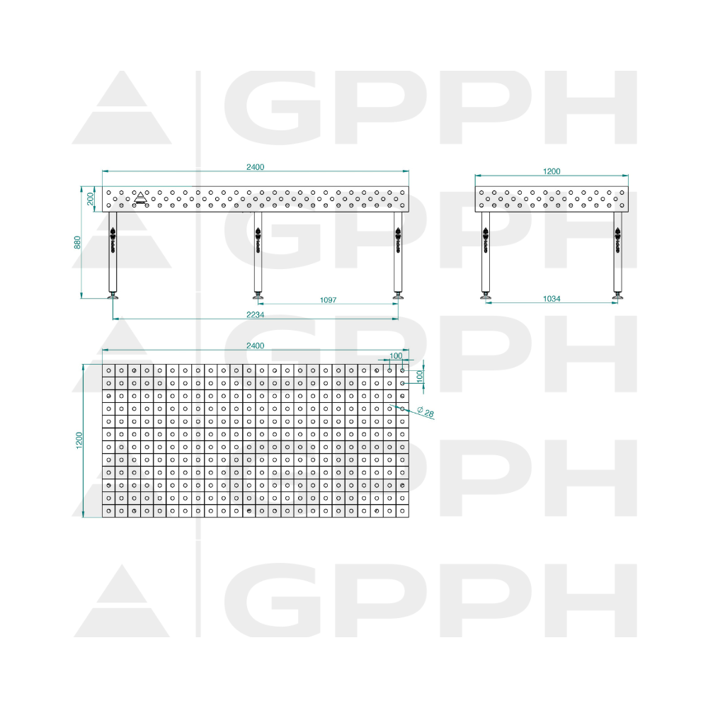 Stół spawalniczy GPPH ECO 2400x1200x200 mm - TWT_ECO_240x120 - GPPH - 2