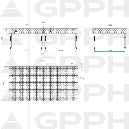 Stół spawalniczy GPPH ECO 3000x1480x200 mm - TWT_ECO_300x148 - GPPH - 1 2