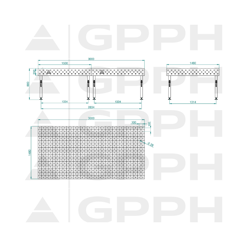 Stół spawalniczy GPPH ECO 3000x1480x200 mm - TWT_ECO_300x148 - GPPH - 2