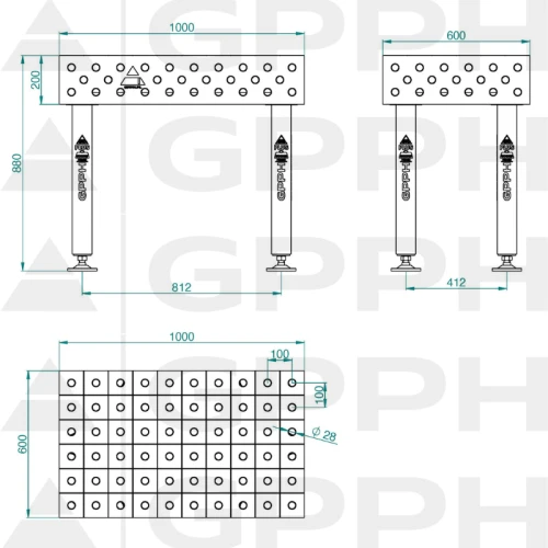 Stół spawalniczy GPPH PLUS 1000x600x200 mm - TWT_PLUS_100x60 - GPPH - 1 2