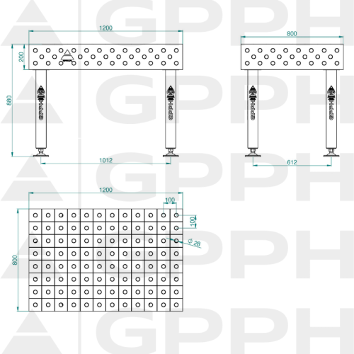 Stół spawalniczy GPPH PLUS 1200x800x200 mm - TWT_PLUS_120x80 - GPPH - 1 2