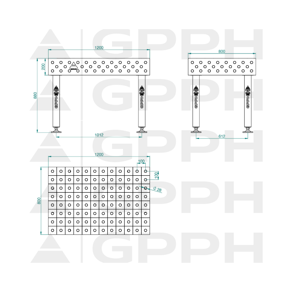 Stół spawalniczy GPPH PLUS 1200x800x200 mm - TWT_PLUS_120x80 - GPPH - 2