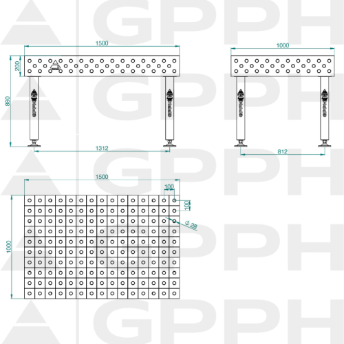 Stół spawalniczy GPPH PLUS 1500x1000x200 mm - TWT_PLUS_150x100 - GPPH - 1 2