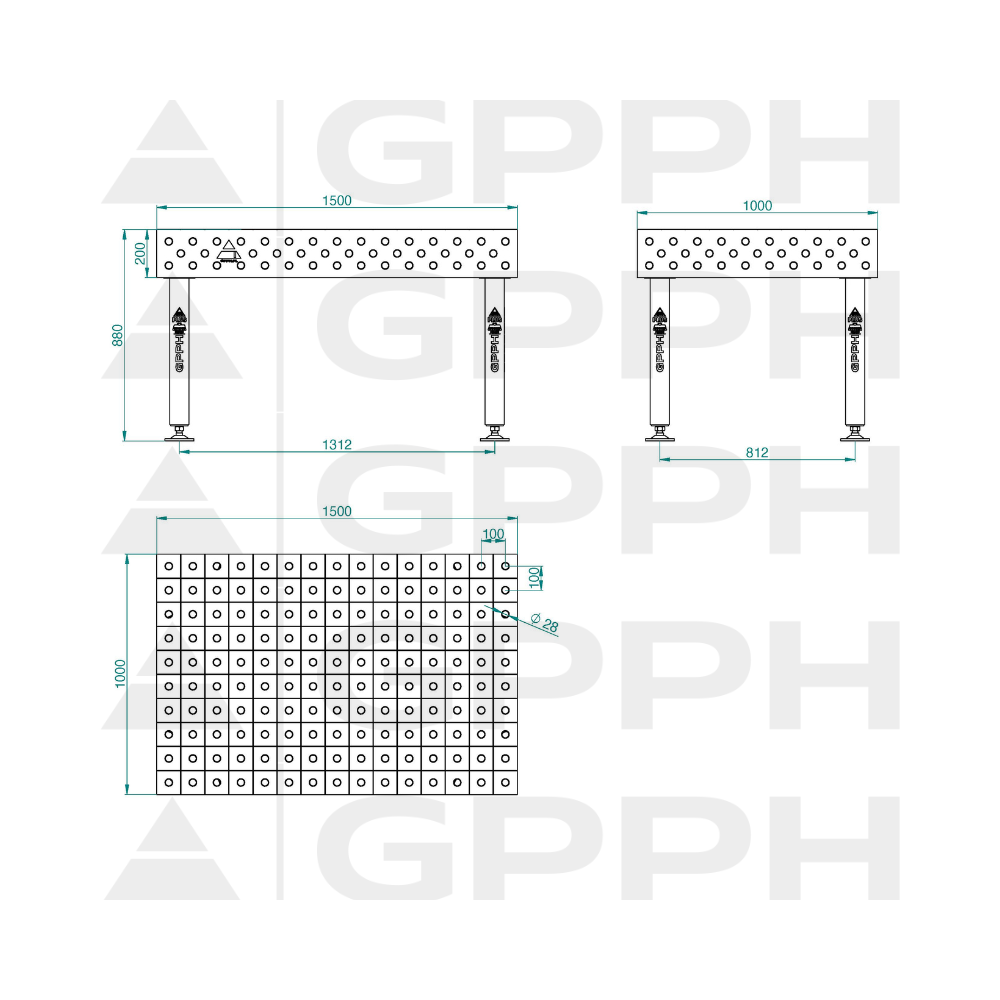 Stół spawalniczy GPPH PLUS 1500x1000x200 mm - TWT_PLUS_150x100 - GPPH - 2