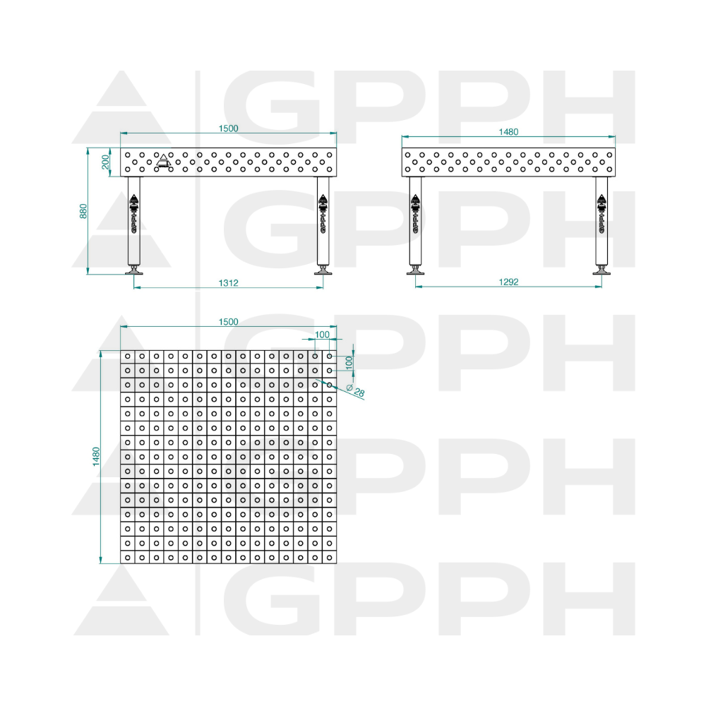 Stół spawalniczy GPPH PLUS 1500x1480x200 mm - TWT_PLUS_150x148 - GPPH - 2