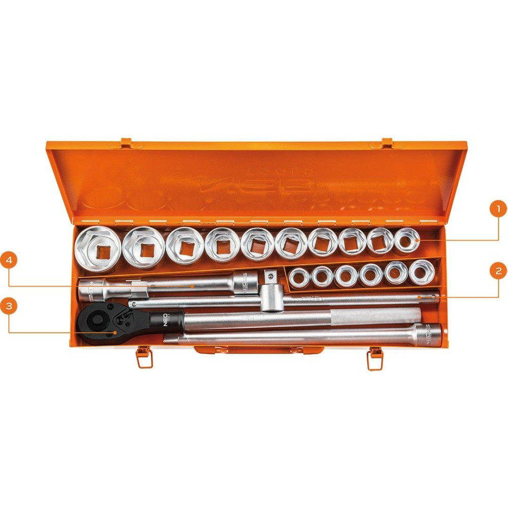 Zestaw kluczy nasadowych 3/4" CrV 21 el. Neo Tools - 08-061 - NEO Tools - 4