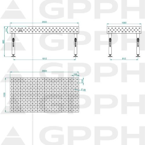 Stół spawalniczy GPPH PLUS 2000x1000x200 mm - TWT_PLUS_200x100 - GPPH - 1 2