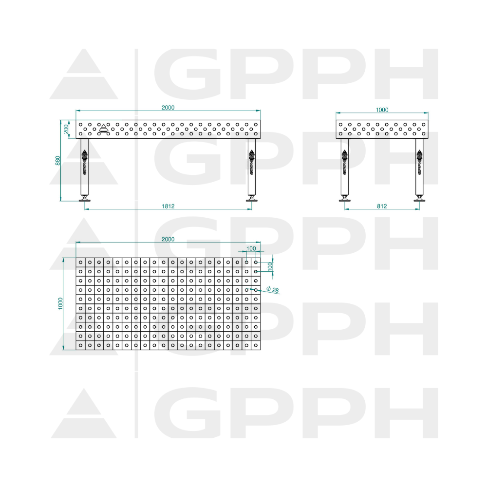Stół spawalniczy GPPH PLUS 2000x1000x200 mm - TWT_PLUS_200x100 - GPPH - 2