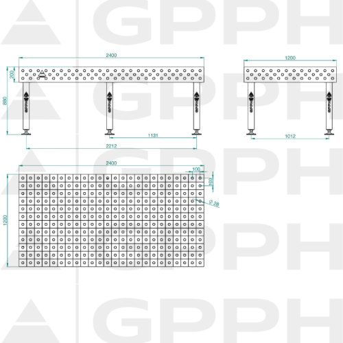 Stół spawalniczy GPPH PLUS 2400x1200x200 mm - TWT_PLUS_240x120 - GPPH - 1 2