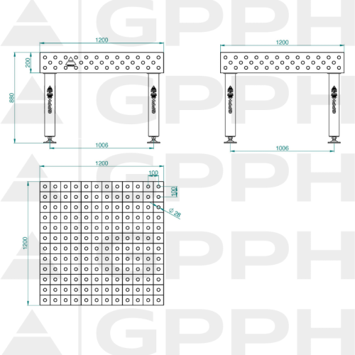 Stół spawalniczy GPPH PRO 1200x1200x200 mm - TWT_PRO_120x120 - GPPH - 1 2
