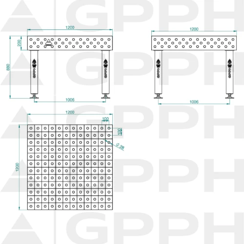 Stół spawalniczy GPPH PRO 1200x1200x200 mm - TWT_PRO_120x120 - GPPH - 1 2