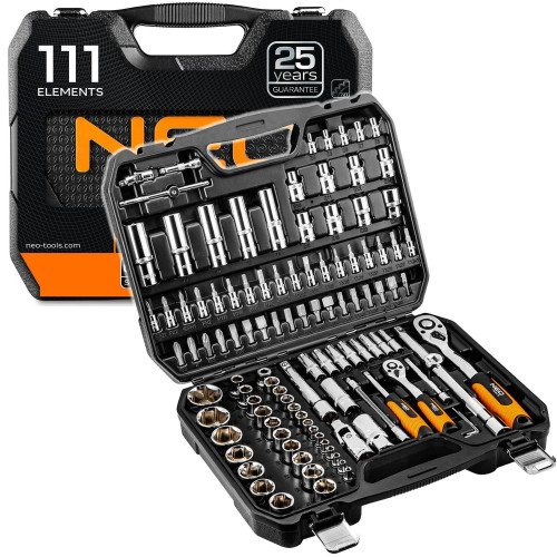 Zestaw kluczy nasadowych 1/2" 1/4" CrV 111 el. Neo Tools - 08-910 - NEO Tools - 1