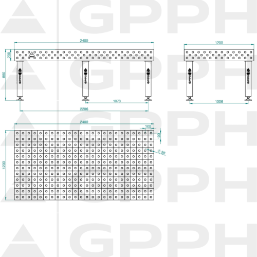 Stół spawalniczy GPPH PRO 2400x1200x200 mm - TWT_PRO_240x120 - GPPH - 1 2