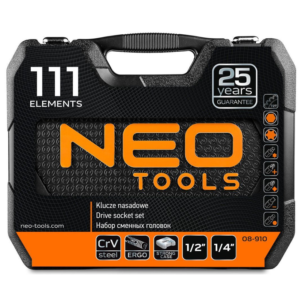 Zestaw kluczy nasadowych 1/2" 1/4" CrV 111 el. Neo Tools - 08-910 - NEO Tools - 11