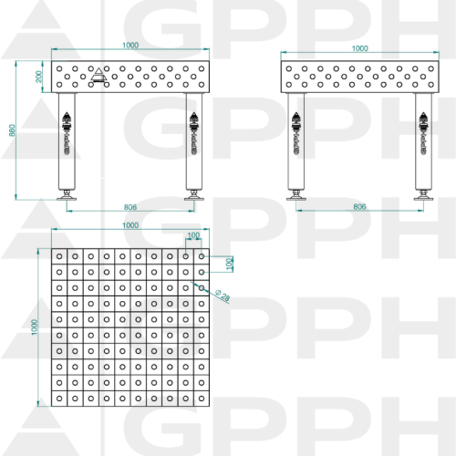 Stół spawalniczy GPPH EXPERT 1000x1000x200 mm - TWT_EXPERT_100x100 - GPPH - 1 2