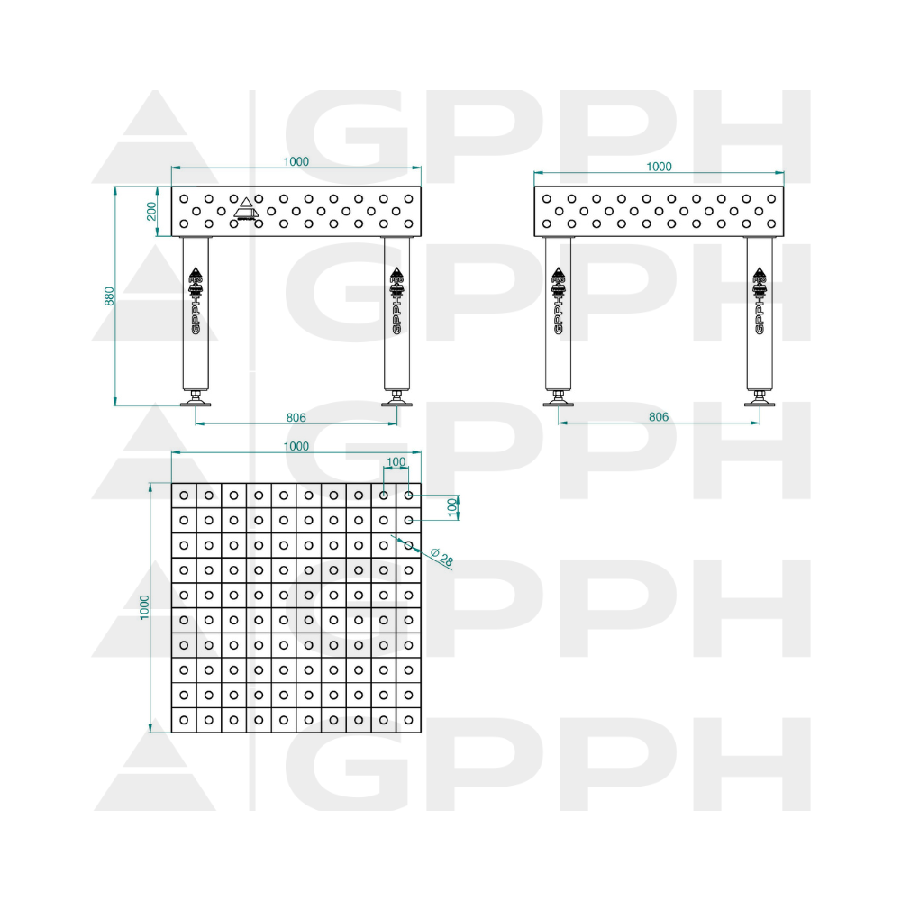 Stół spawalniczy GPPH EXPERT 1000x1000x200 mm - TWT_EXPERT_100x100 - GPPH - 2