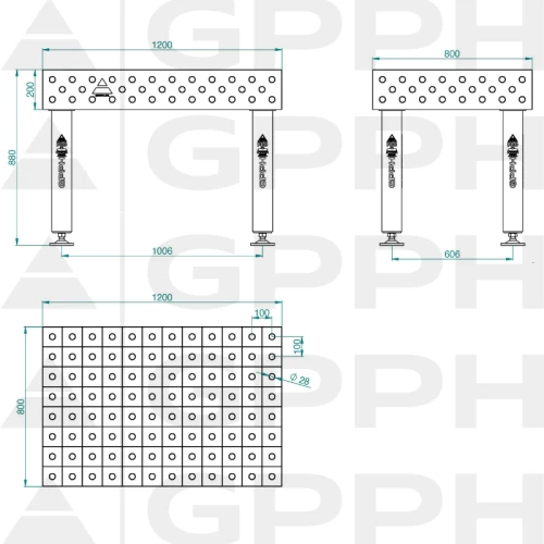 Stół spawalniczy GPPH EXPERT 1200x800x200 mm - TWT_EXPERT_120x80 - GPPH - 1 2