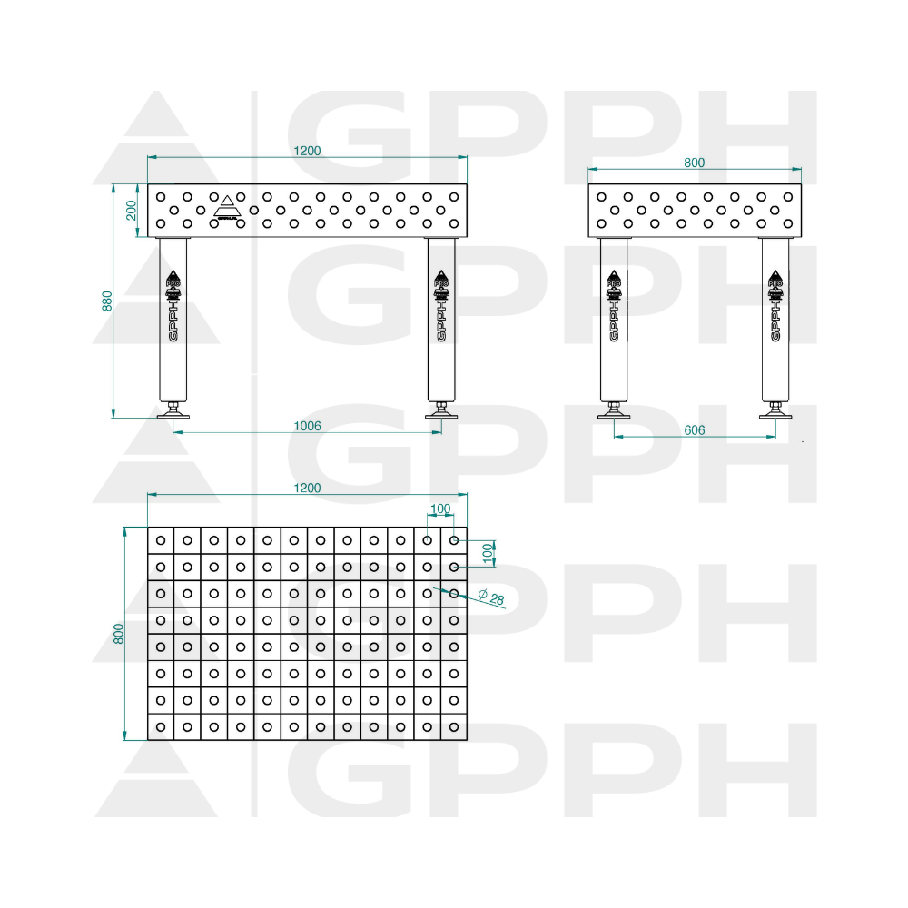 Stół spawalniczy GPPH EXPERT 1200x800x200 mm - TWT_EXPERT_120x80 - GPPH - 2