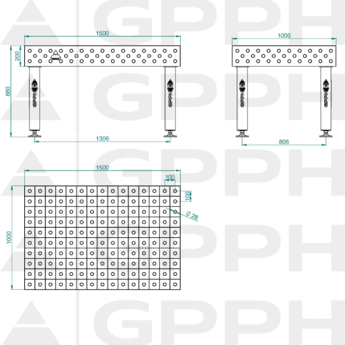 Stół spawalniczy GPPH EXPERT 1500x1000x200 mm - TWT_EXPERT_150x100 - GPPH - 1 2