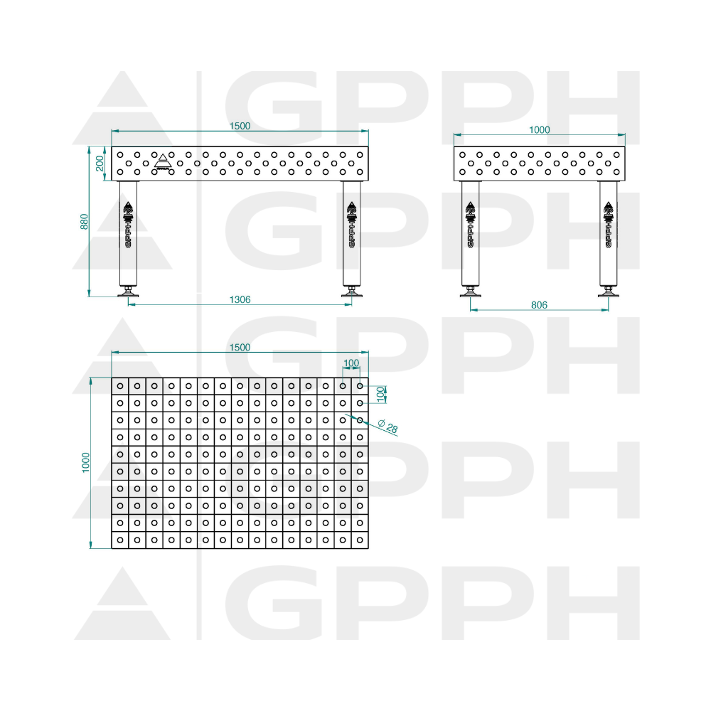 Stół spawalniczy GPPH EXPERT 1500x1000x200 mm - TWT_EXPERT_150x100 - GPPH - 2