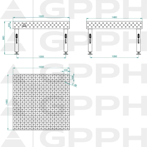 Stół spawalniczy GPPH EXPERT 1500x1480x200 mm - TWT_EXPERT_150x148 - GPPH - 1 2