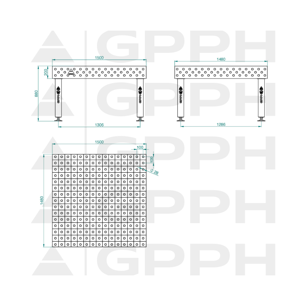 Stół spawalniczy GPPH EXPERT 1500x1480x200 mm - TWT_EXPERT_150x148 - GPPH - 2