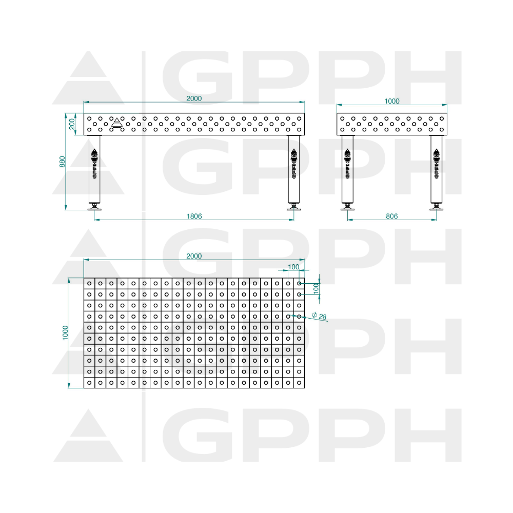 Stół spawalniczy GPPH EXPERT 2000x1000x200 mm - TWT_EXPERT_200x100 - GPPH - 2