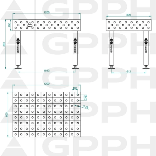 Stół spawalniczy GPPH PLUS INOX 1200x800x200 mm - INOX_PLUS_120x80 - GPPH - 1 2
