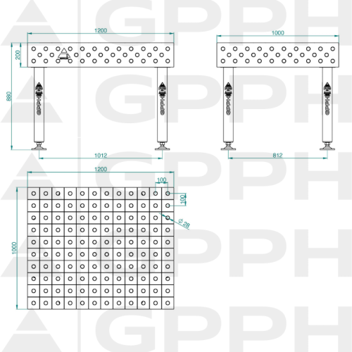 Stół spawalniczy GPPH PLUS INOX 1200x1000x200 mm - INOX_PLUS_120x100 - GPPH - 1 2
