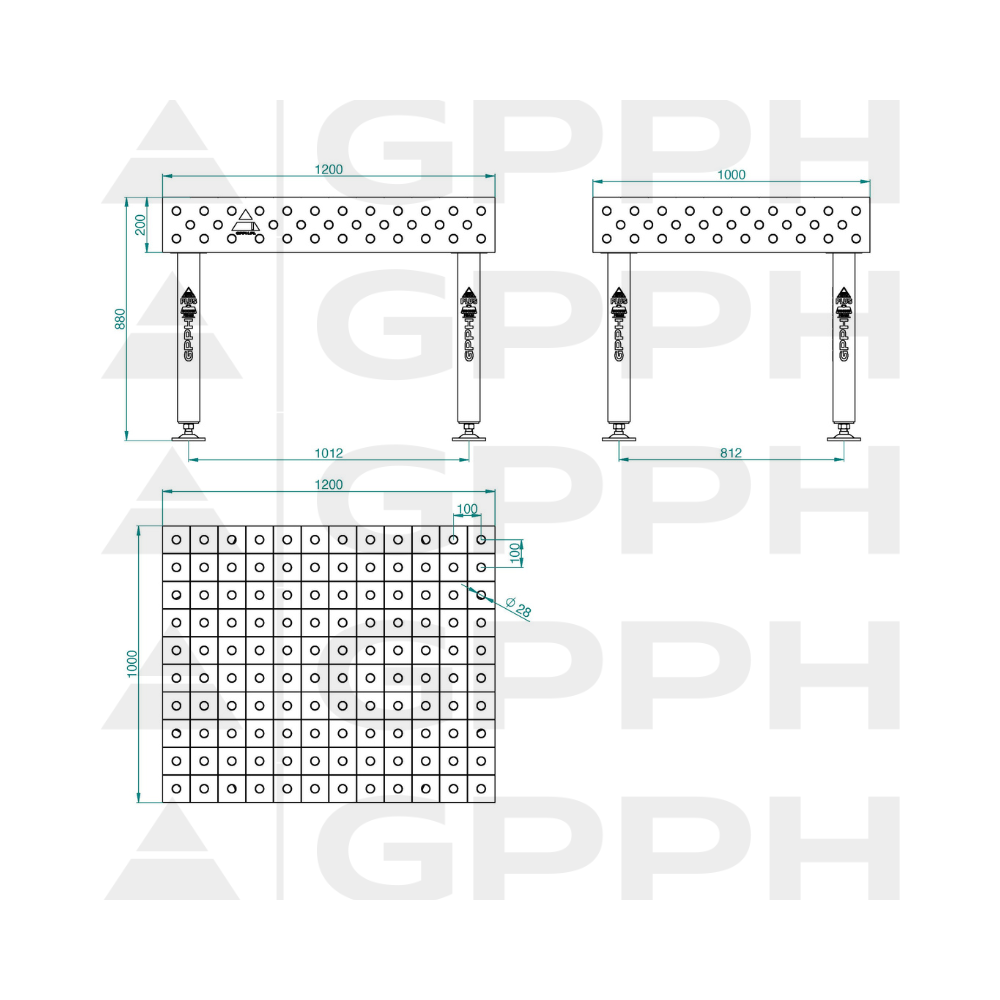 Stół spawalniczy GPPH PLUS INOX 1200x1000x200 mm - INOX_PLUS_120x100 - GPPH - 2