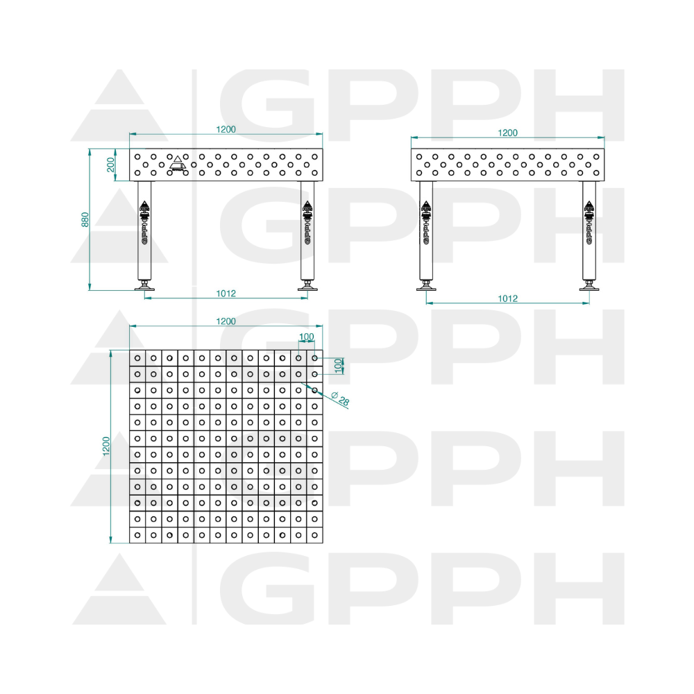 Stół spawalniczy GPPH PLUS INOX 1200x1200x200 mm - INOX_PLUS_120x120 - GPPH - 2